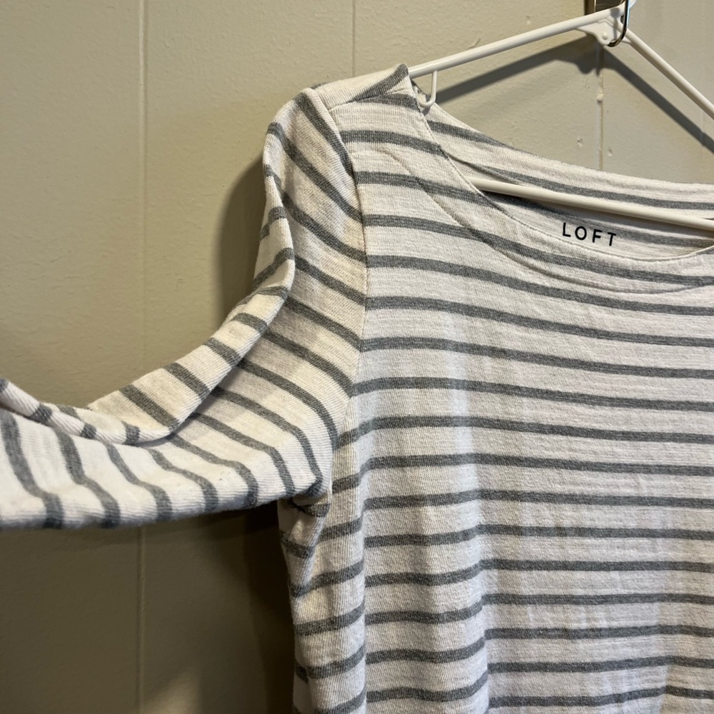 Boat Neck 3/4 sleeve stripped shirt,Loft